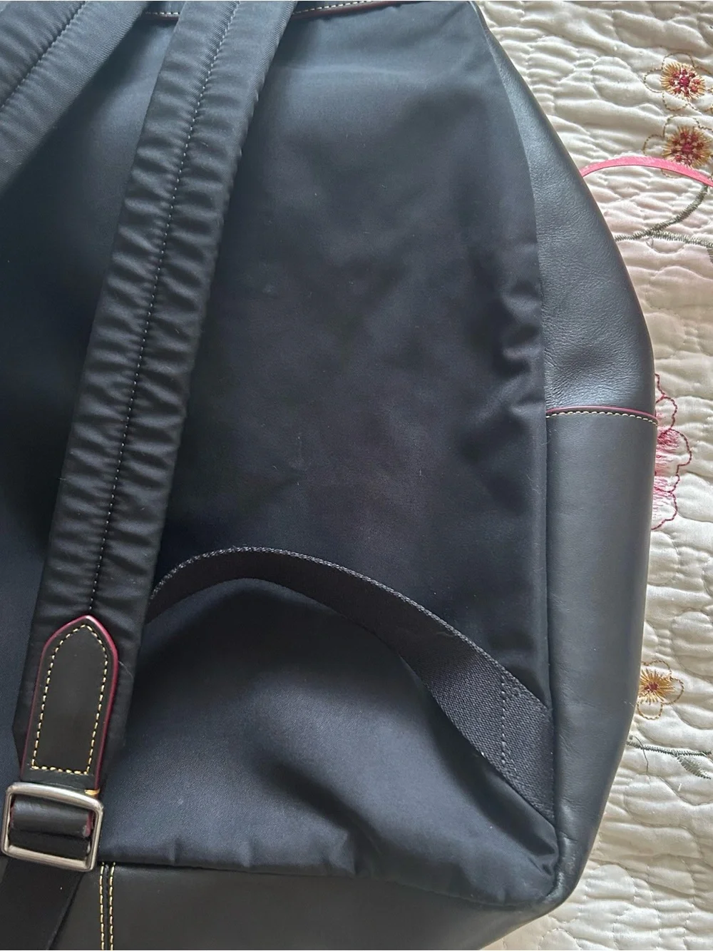 Coach Black Leather Backpack with Mickey Mouse Accent